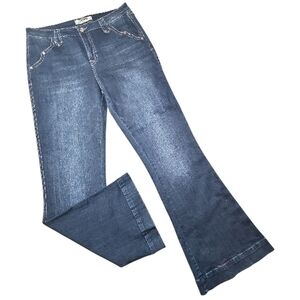 ROCK & ROLL DENIM | Retro 90s Dark Blue High Rise Flare Trouser Jeans |‎ 33 X 34